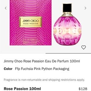 NWT Jimmy Choo Rose Passion Parfume 100ml